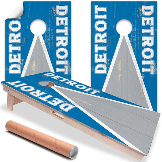 Cornhole Board Wraps and Decals for Boards Set of 2 Skins Professional Vinyl Covers Sticker - Detroit Football Tailgating Decal