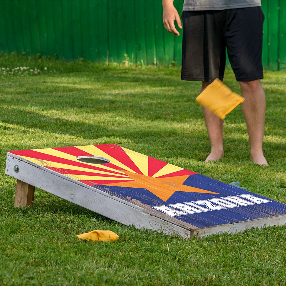 Cornhole Board Wraps and Decals for Boards Set of 2 Skins Professional Vinyl Covers Sticker - Arizona State Flag Football Tailgating Decal