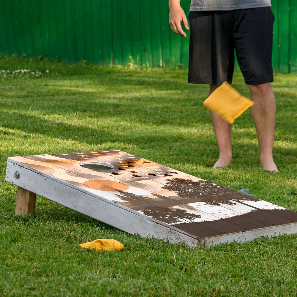 Set of 2 Corn Hole Decal, USA American Flag Ducks Flying Board Wrap, Professional Vinyl Cover Sticker, More Designs to Choose From This Shop