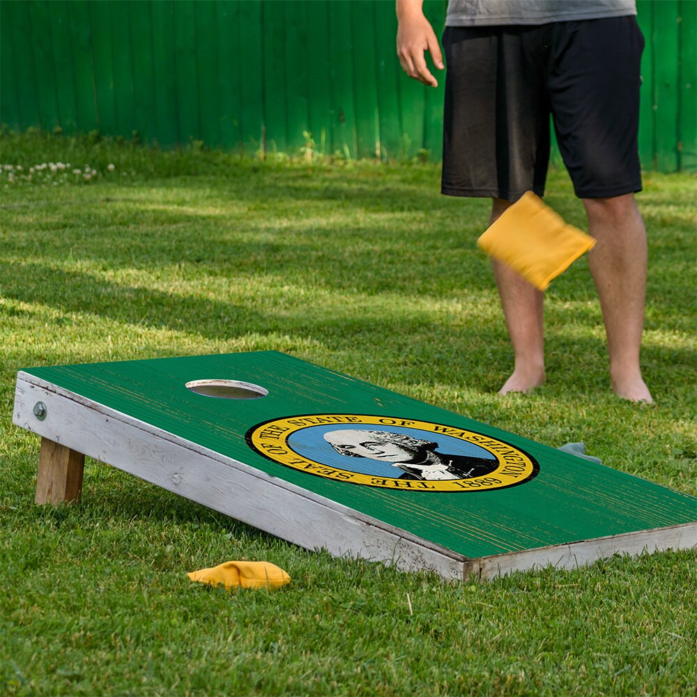 Cornhole Board Wraps and Decals for Boards Set of 2 Skins Professional Vinyl Covers Sticker - Washington State Football Tailgating Decal