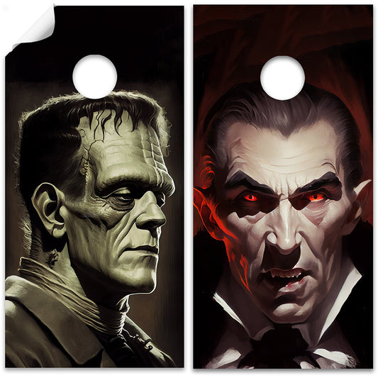 Set of 2 Corn Hole Decal Frankenstein vs Dracula Cornhole Wrap, Professional Vinyl Cover Sticker, More Designs to Choose From This Shop