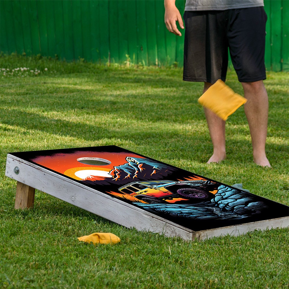 Set of 2 Corn Hole Decal Jeep Adventure Outdoor Camping Cornhole Wrap,Professional Vinyl Cover Sticker,More Designs to Choose From This Shop