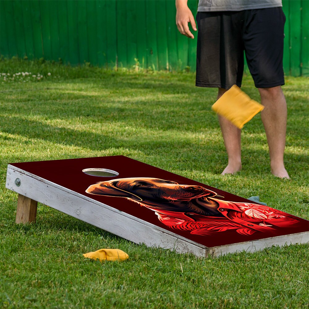 Cornhole Board Wraps and Decals for Boards Set of 2 Skins Professional Vinyl Covers Sticker - Party Animals Labradors Dog Lovers Decal