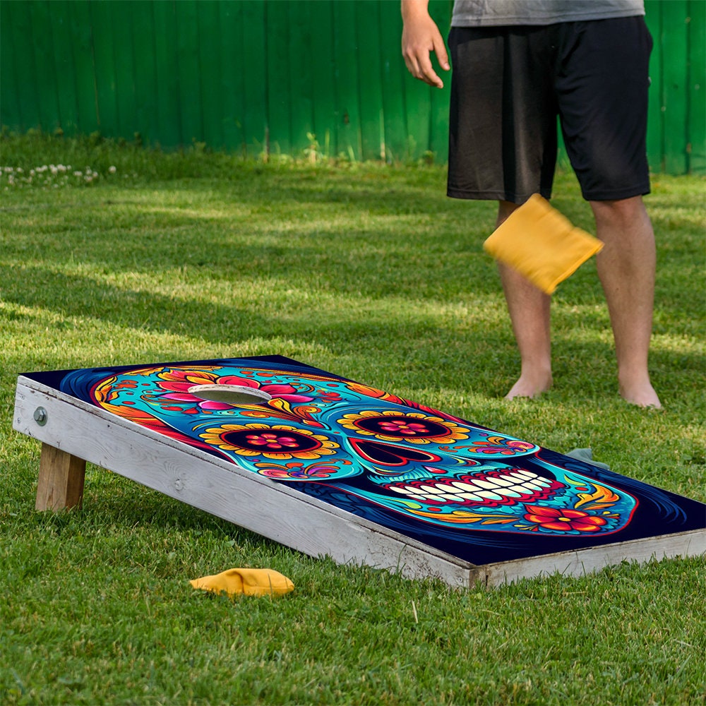 Set of 2 Corn Hole Decal, Skeletons from Hell Gothic Board Wrap, Professional Vinyl Cover Sticker, More Designs to Choose From This Shop