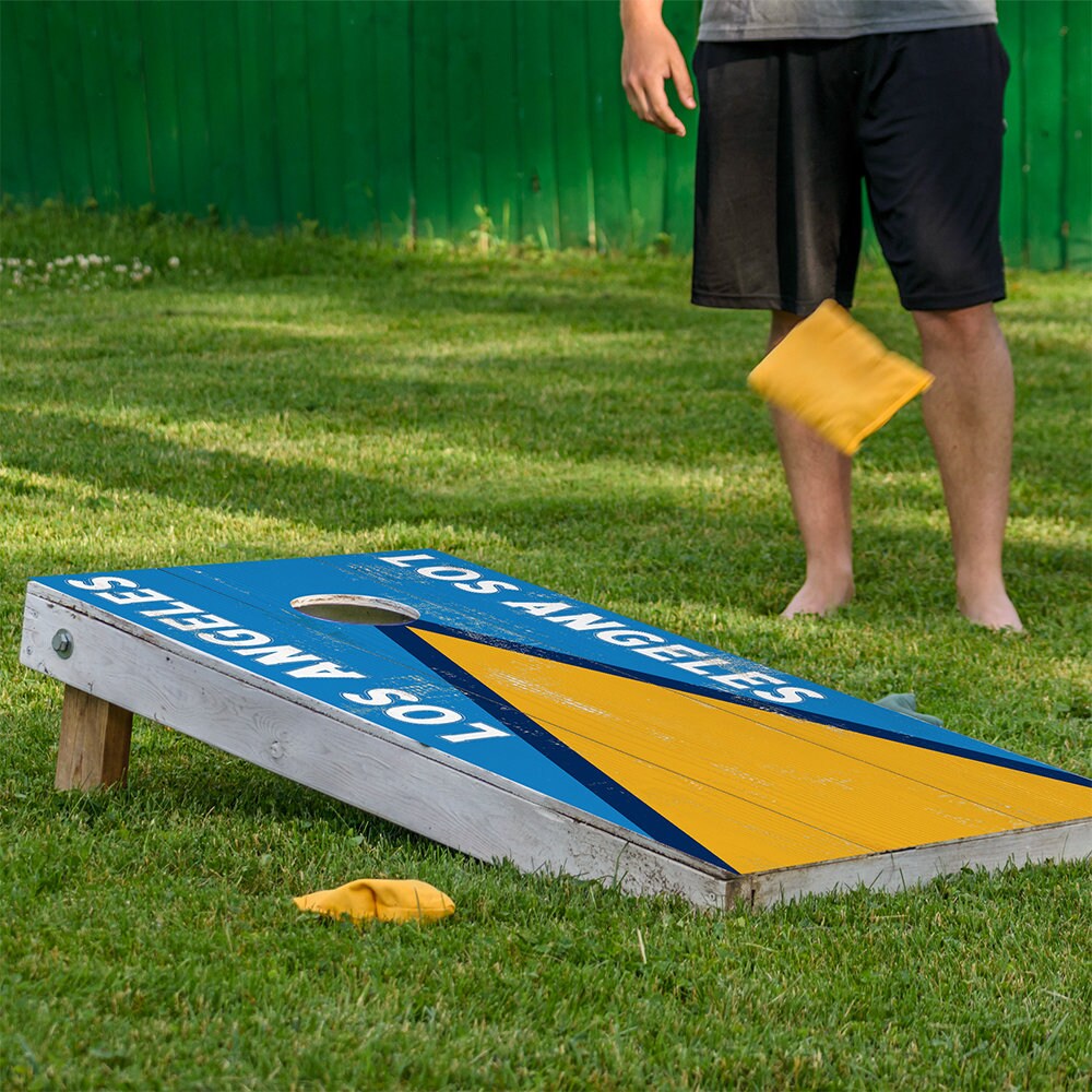 Cornhole Board Wraps and Decals for Boards Set of 2 Skins Professional Vinyl Covers Sticker - Los Angeles Chargers Football Tailgating Decal