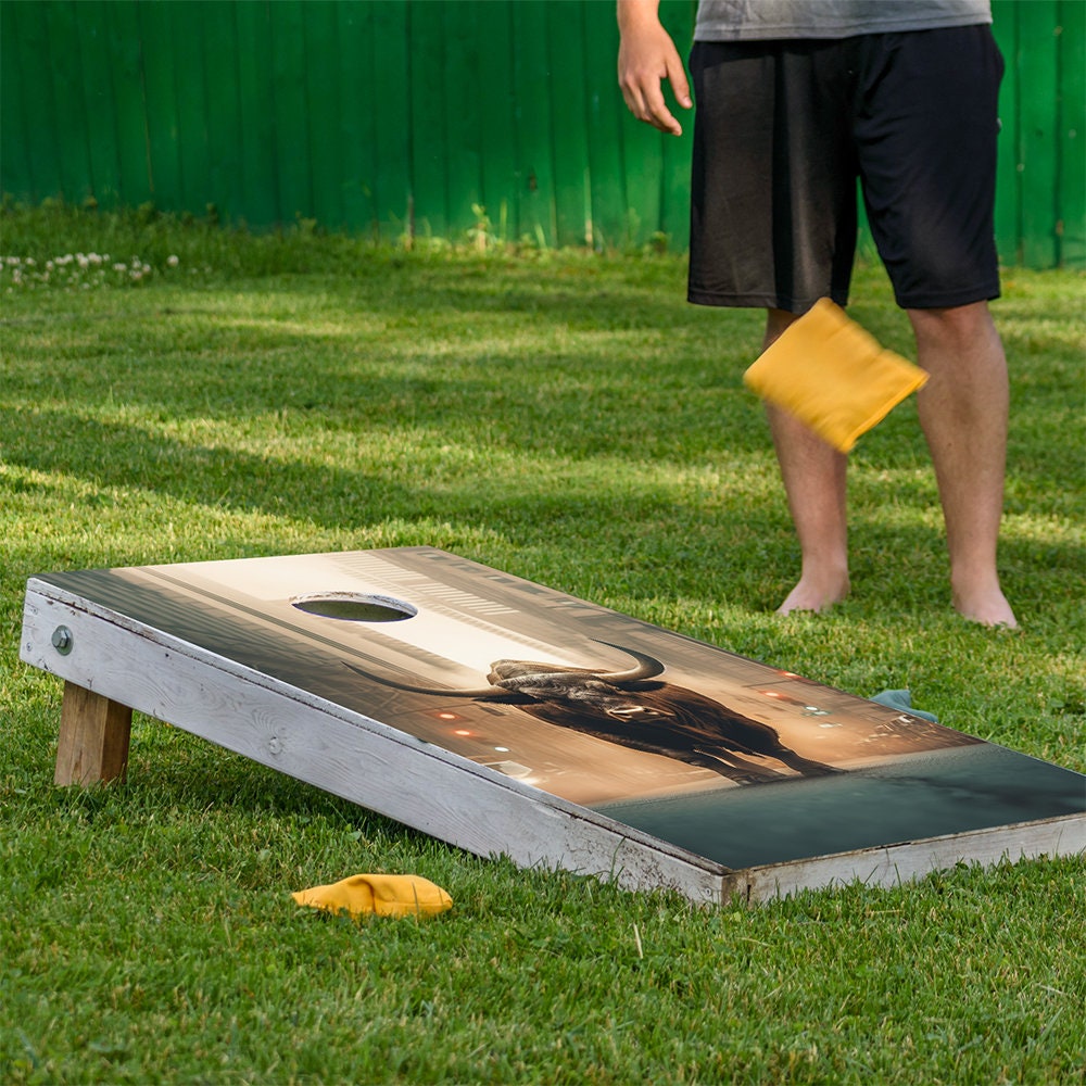 Cornhole Board Wraps and Decals for Board Set of 2 Skin Professional Vinyl Sticker Wall Street Bear and Bull Financial Business Office Decal