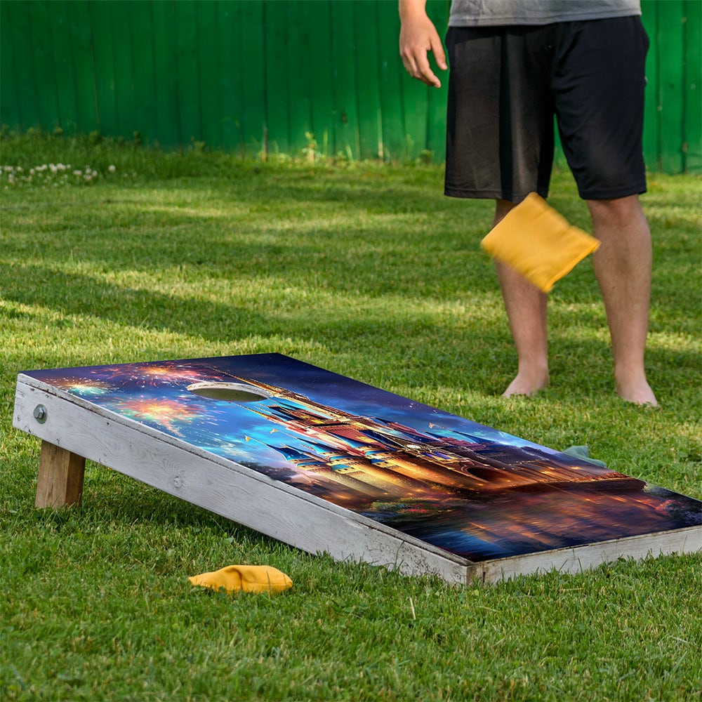 Cornhole Board Wraps and Decals for Boards Set of 2 Skins Professional Vinyl Covers Sticker - Disney Magic Castles Fantasy Decal