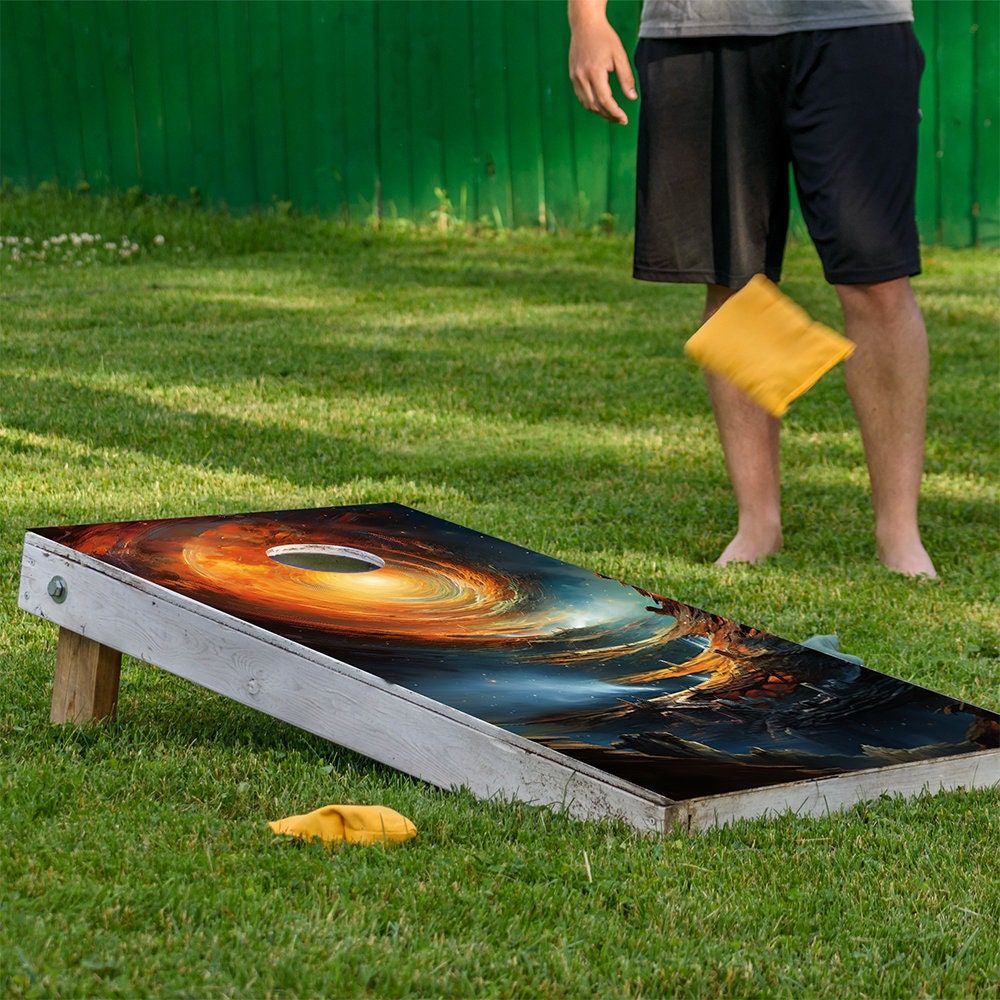 Cornhole Board Wraps and Decals for Boards Set of 2 Skins Professional Vinyl Covers Sticker - Time Warp Cool Art Decal