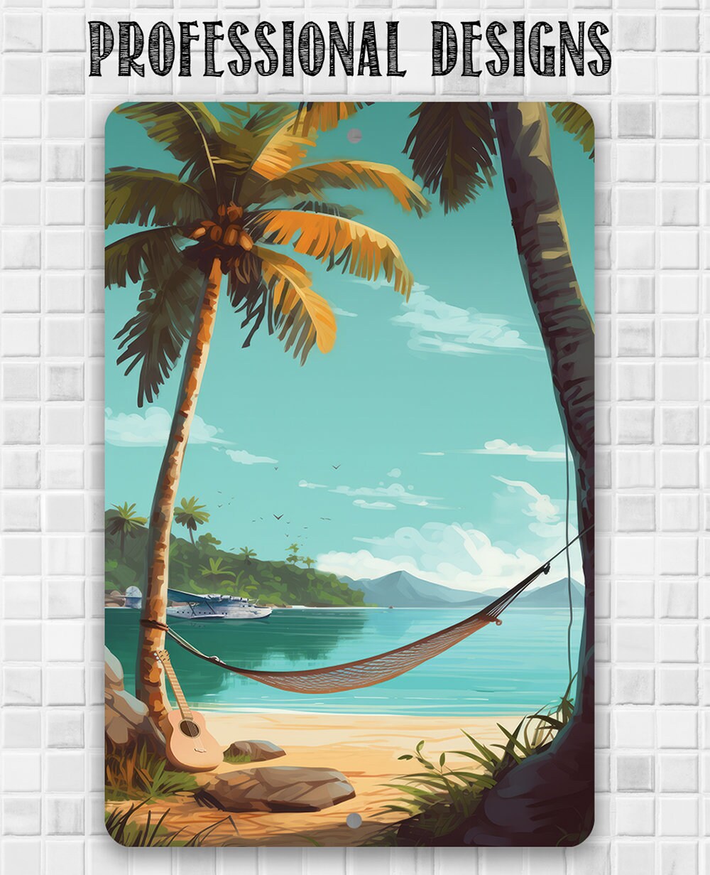 Tin - Another Day in Paradise - Beach House and Summer Surfing Decor - Durable Metal Sign - 8" x 12" or 12" x 18" Use Indoor/Outdoor - Gift