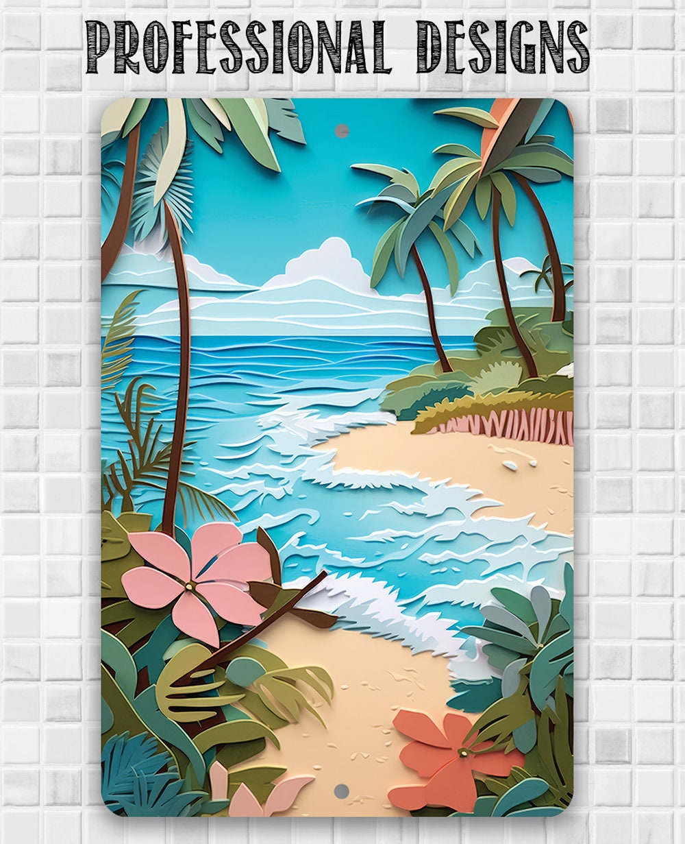 Tin - Beach Dreams - Beach House and Summer Surfing Decor - Durable Metal Sign - 8" x 12" or 12" x 18" Use Indoor/Outdoor -Housewarming Gift