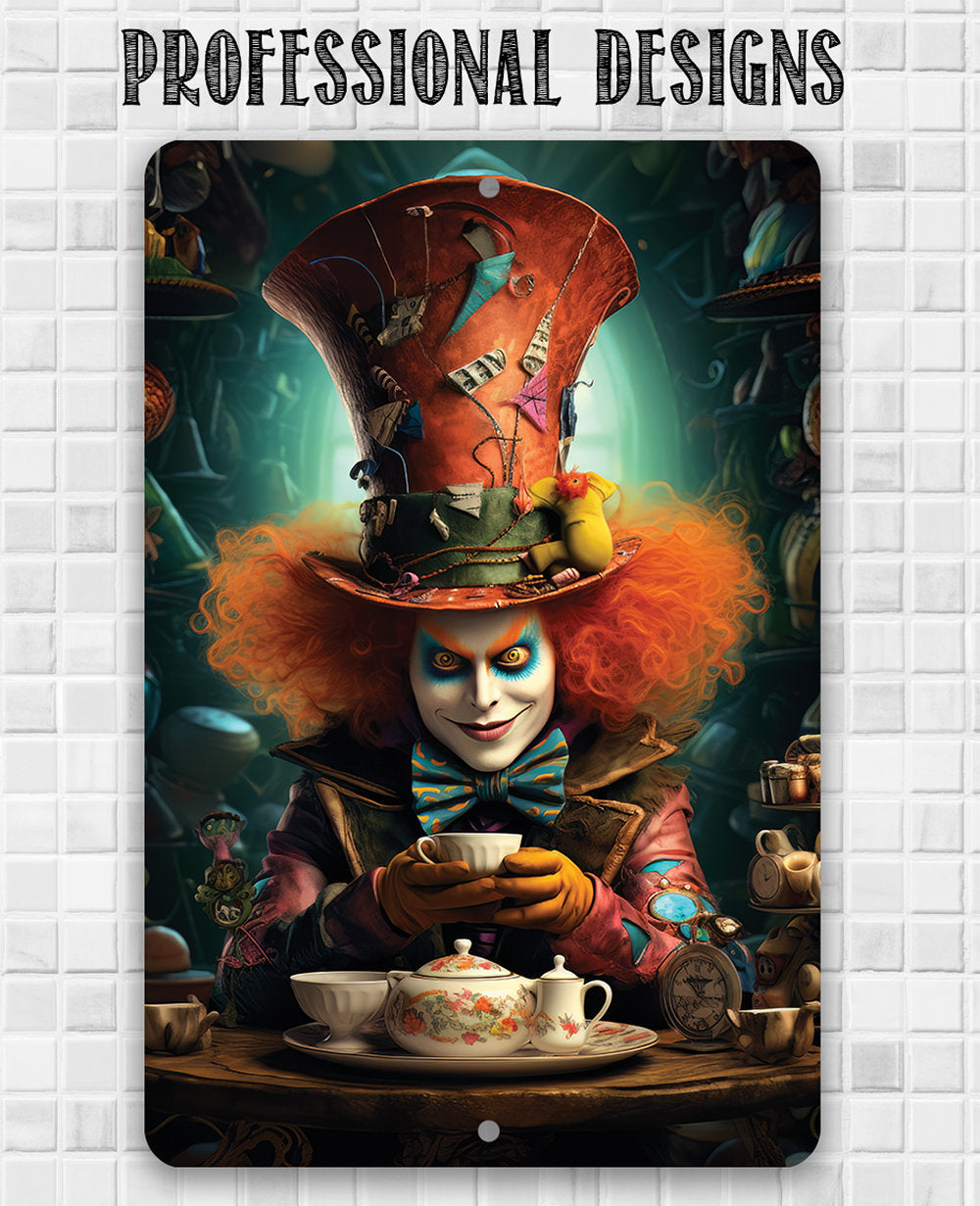 Tin - Metal Sign - Alice In Wonderland - Mad Hatter -8"x12"/12"x18" Indoor/Outdoor-Makes a Great Decor and Gift For Alice in Wonderland Fans