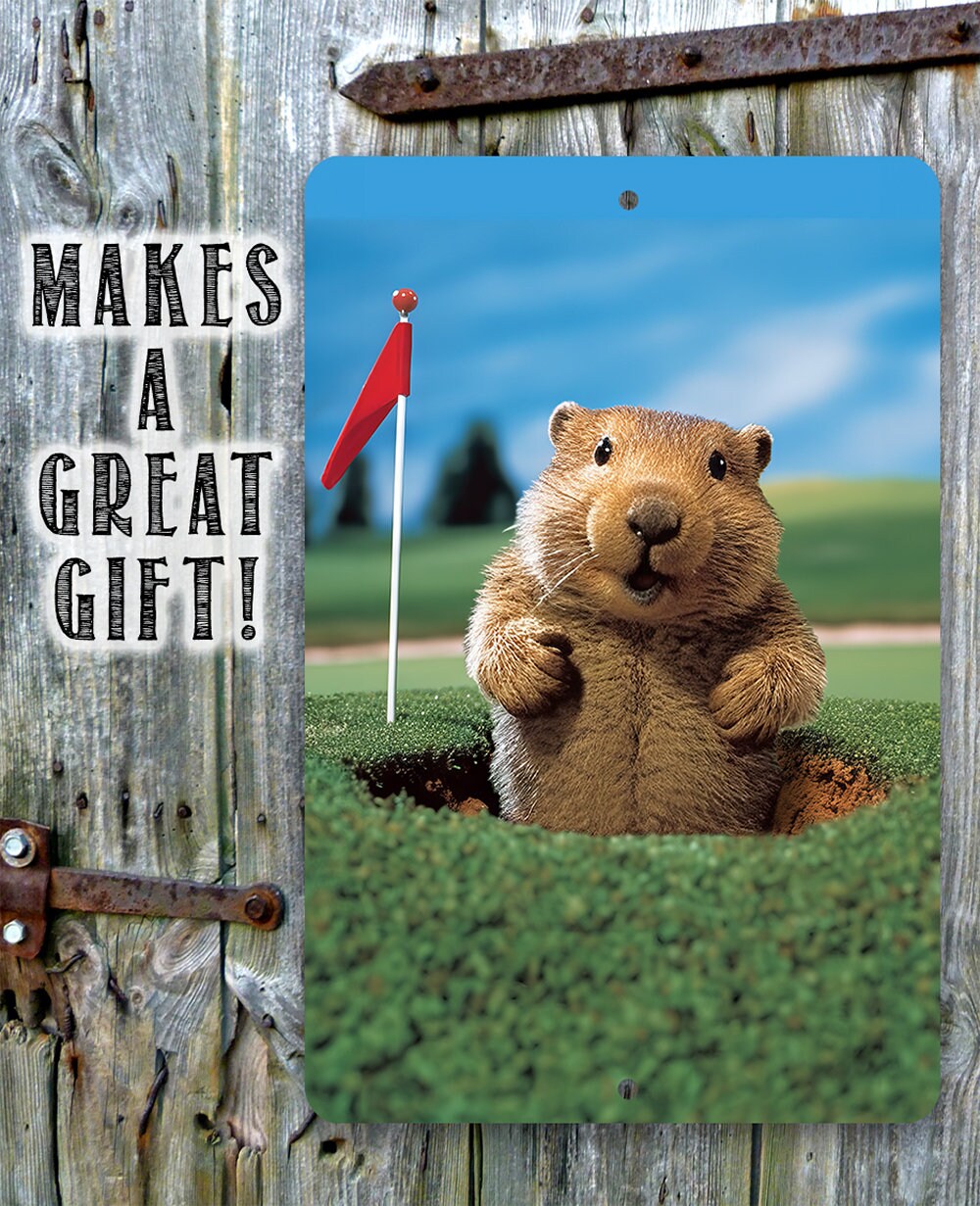 Tin-Metal Sign- Gopher Golf - 8"x12" or 12"x18" Use Indoor/Outdoor - Kid's Playroom, Nursery, Backyard Playground Decor and Baby Shower Gift