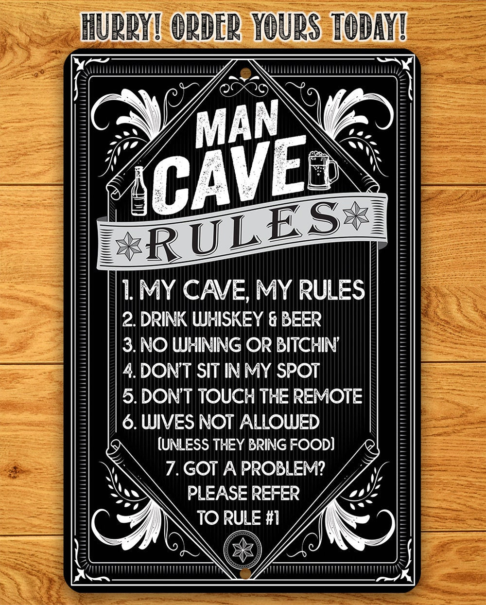 Man Cave Rules - Metal Sign Metal Sign Lone Star Art