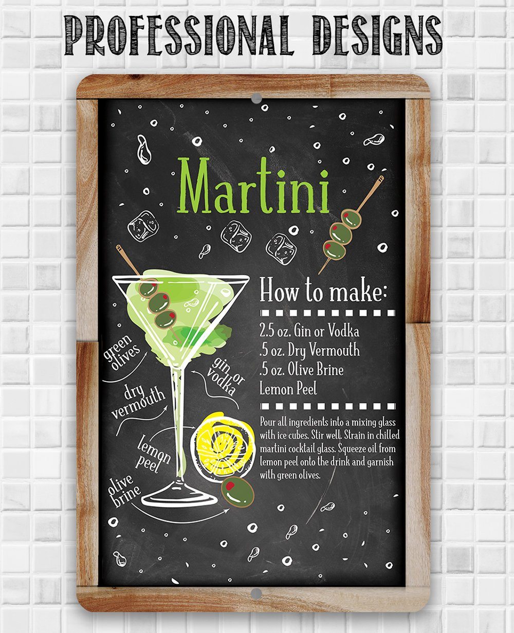 Martini Bar Recipe - Metal Sign | Lone Star Art.
