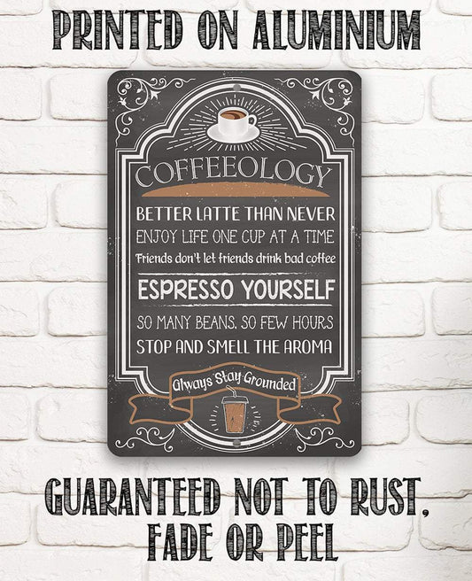 Coffeeology Coffee Quotes - Metal Sign | Lone Star Art.