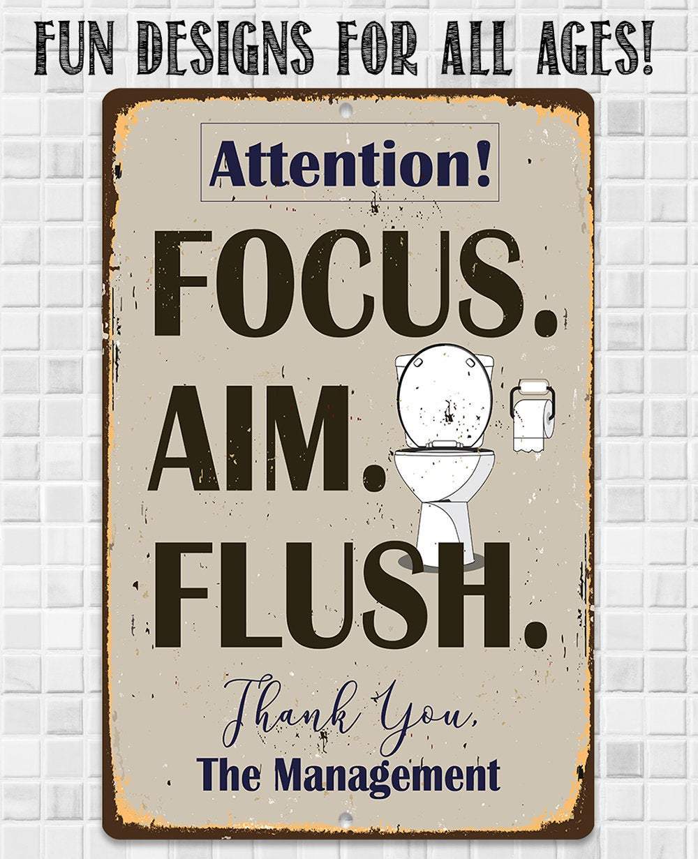 Focus Aim Flush - Metal Sign | Lone Star Art.