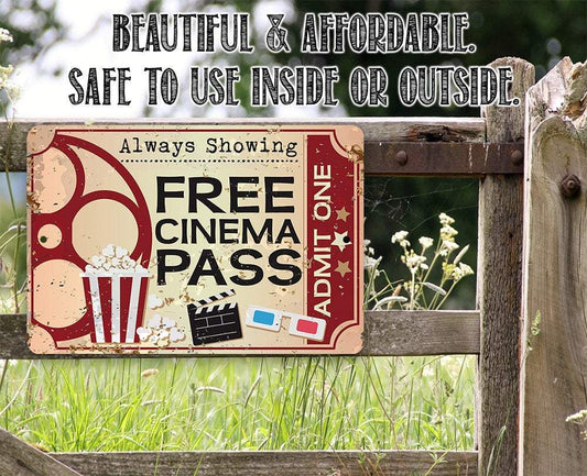 Free Cinema Pass - Metal Sign | Lone Star Art.