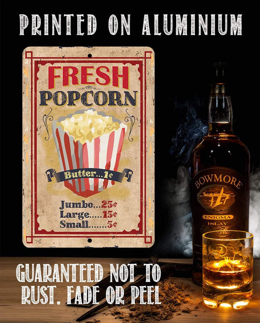 Fresh Popcorn - Metal Sign | Lone Star Art.