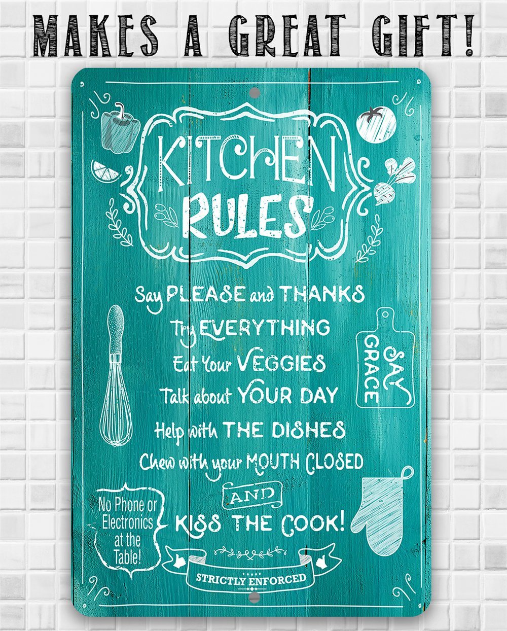 Kitchen Rules 2 - Metal Sign | Lone Star Art.