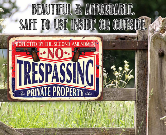 No Trespassing 2nd Amendment - Metal Sign | Lone Star Art.