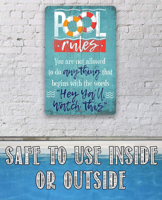 Pool Rules - Metal Sign | Lone Star Art.