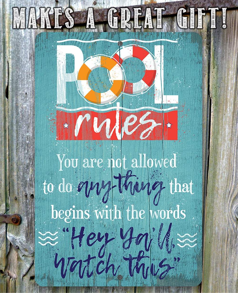Pool Rules - Metal Sign | Lone Star Art.