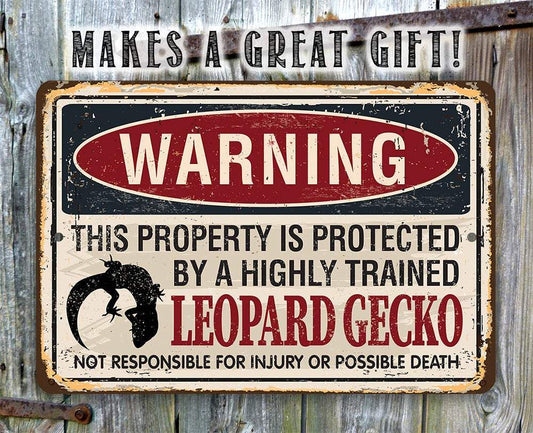 Property Protected By Leopard Gecko - Metal Sign | Lone Star Art.