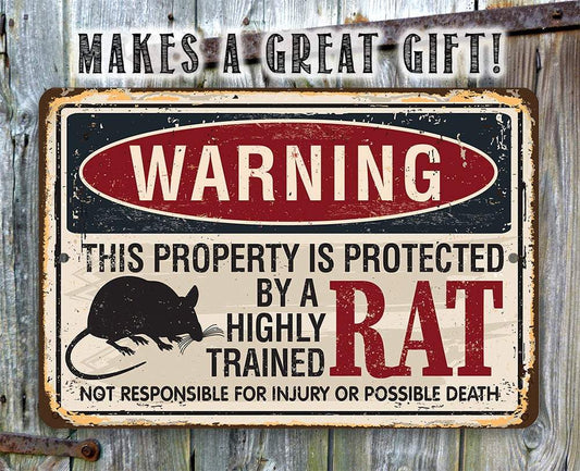 Property Protected By Rat - Metal Sign | Lone Star Art.