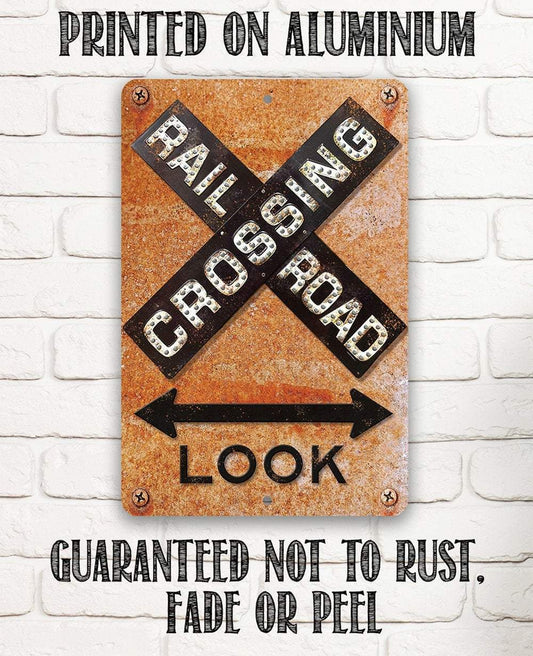 Railroad Crossing - Metal Sign | Lone Star Art.