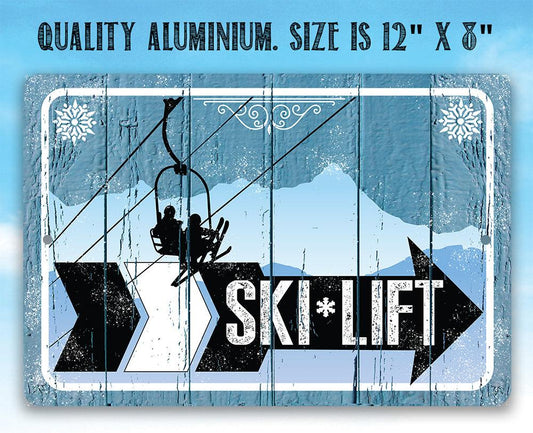 Ski Lift Directional (Right) - Metal Sign | Lone Star Art.