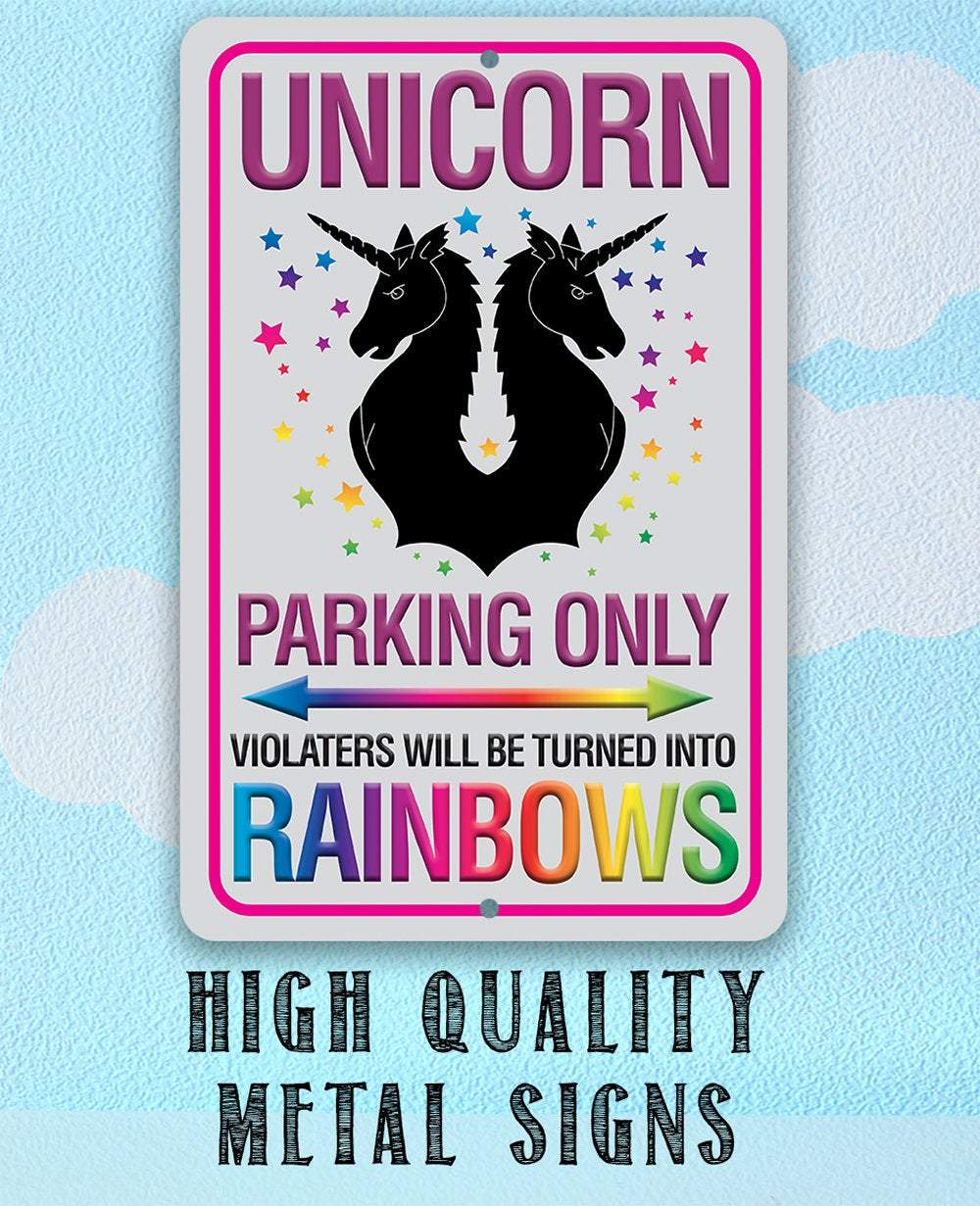 Unicorn Parking Only - Metal Sign | Lone Star Art.