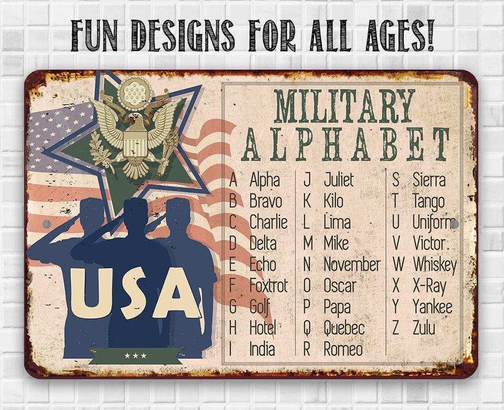 USA Military Alphabet - Metal Sign | Lone Star Art.