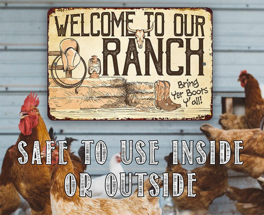 Welcome To Our Ranch - Metal Sign - Great Gift for Cattle Ranchers | Lone Star Art.