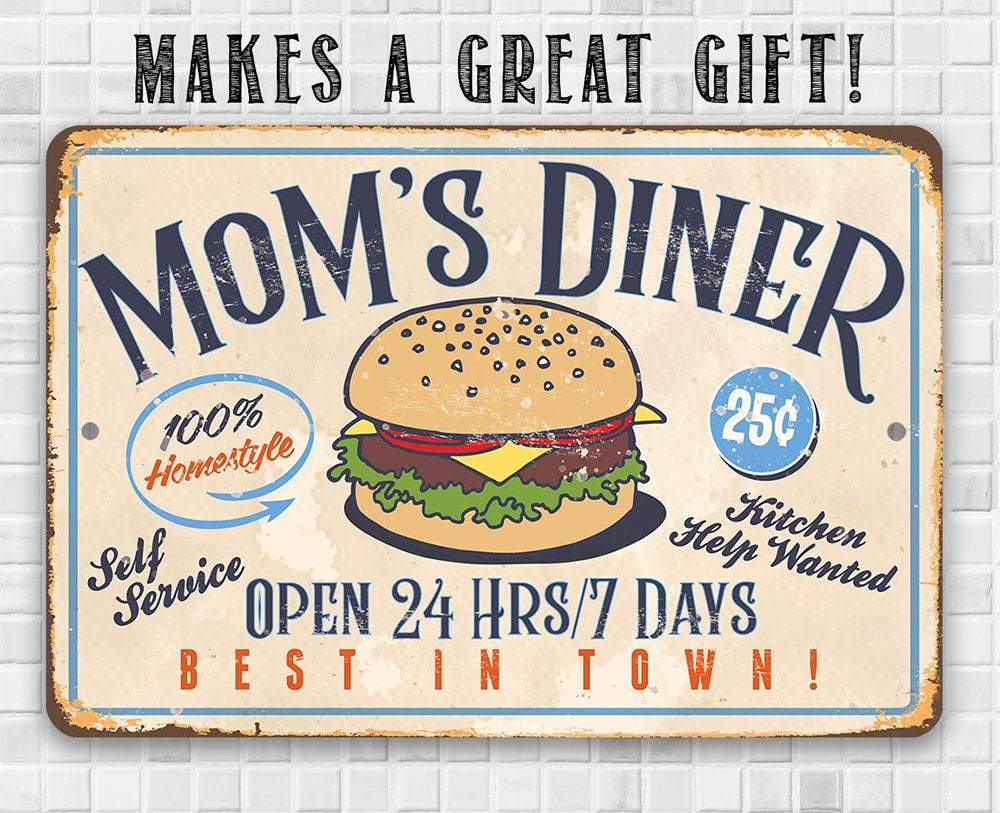 Mom's Diner - Metal Sign | Lone Star Art.