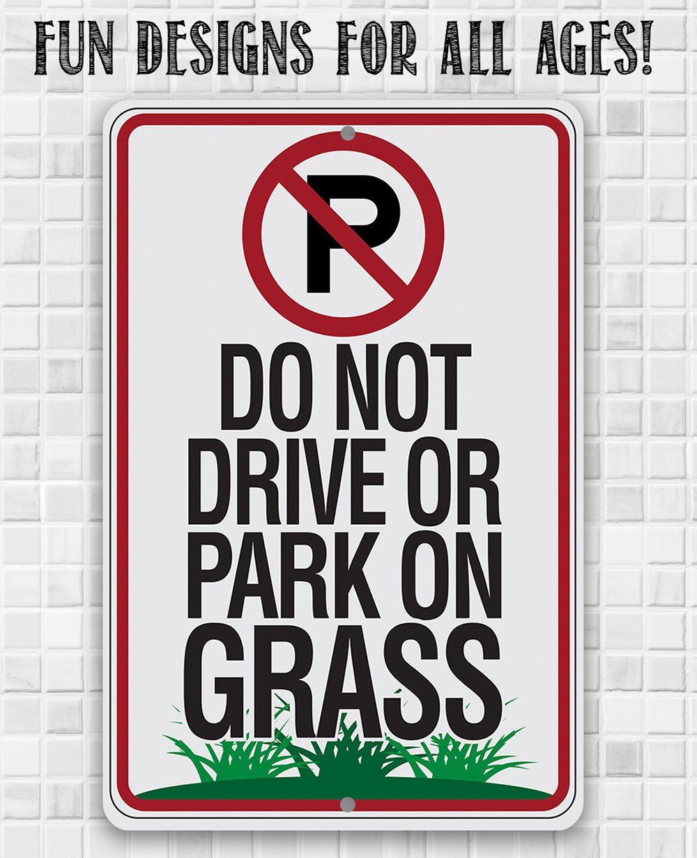 No Parking Grass - Metal Sign | Lone Star Art.
