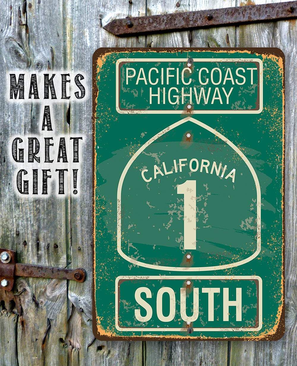 Pacific Coast Highway South - California - Metal Sign | Lone Star Art.