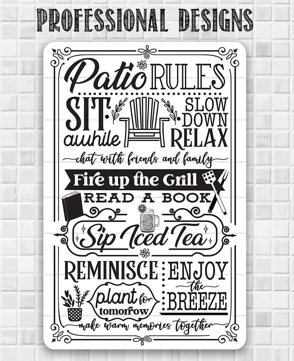Patio Rules - Metal Sign | Lone Star Art.