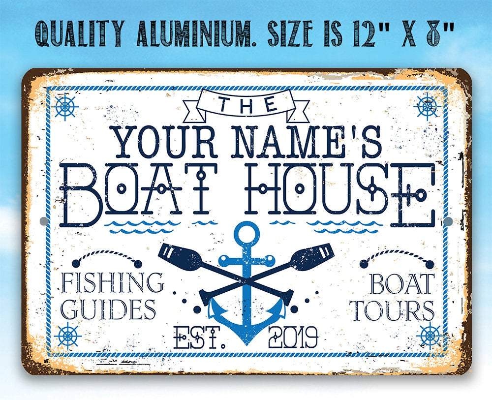 Personalized - Boat House - Metal Sign | Lone Star Art.