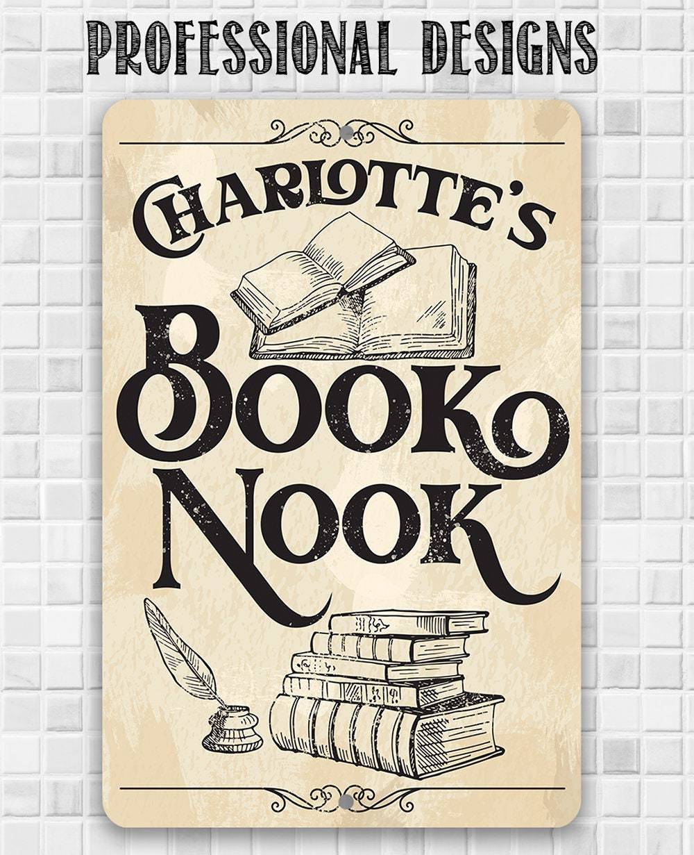 Personalized - Book Nook - Metal Sign | Lone Star Art.