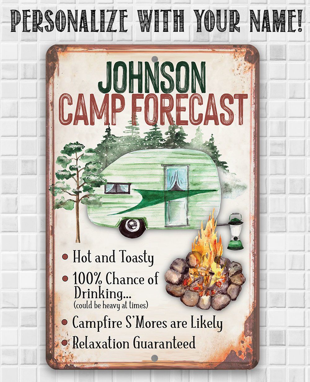 Personalized - Camp Forecast - Metal Sign | Lone Star Art.