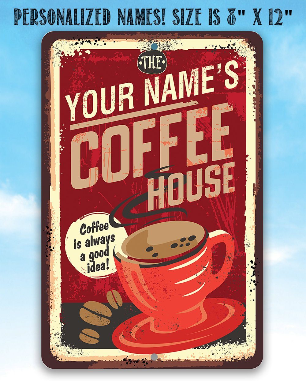 Personalized - Coffee House - Metal Sign | Lone Star Art.