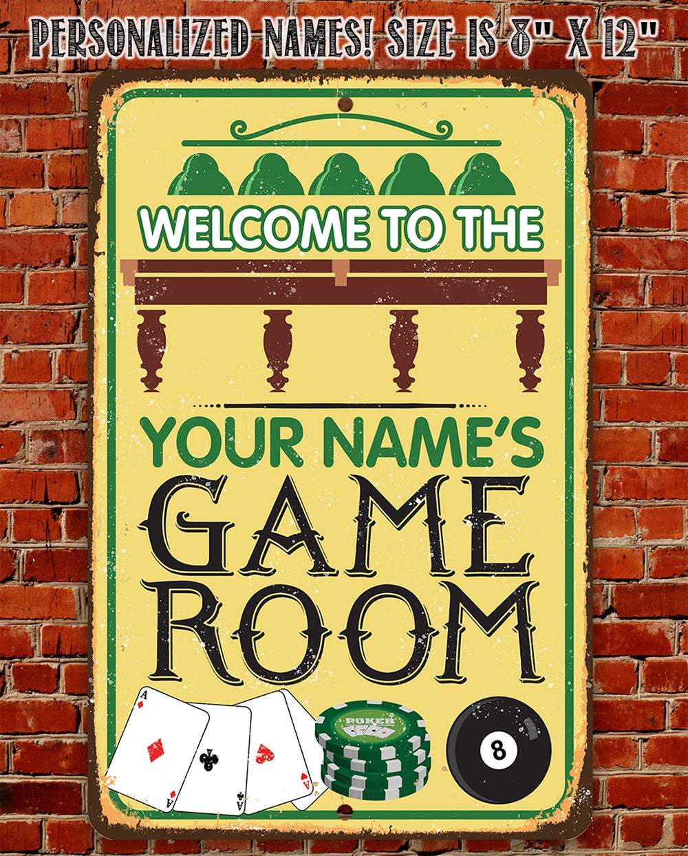 Personalized - Game Room Play Nice - Metal Sign | Lone Star Art.