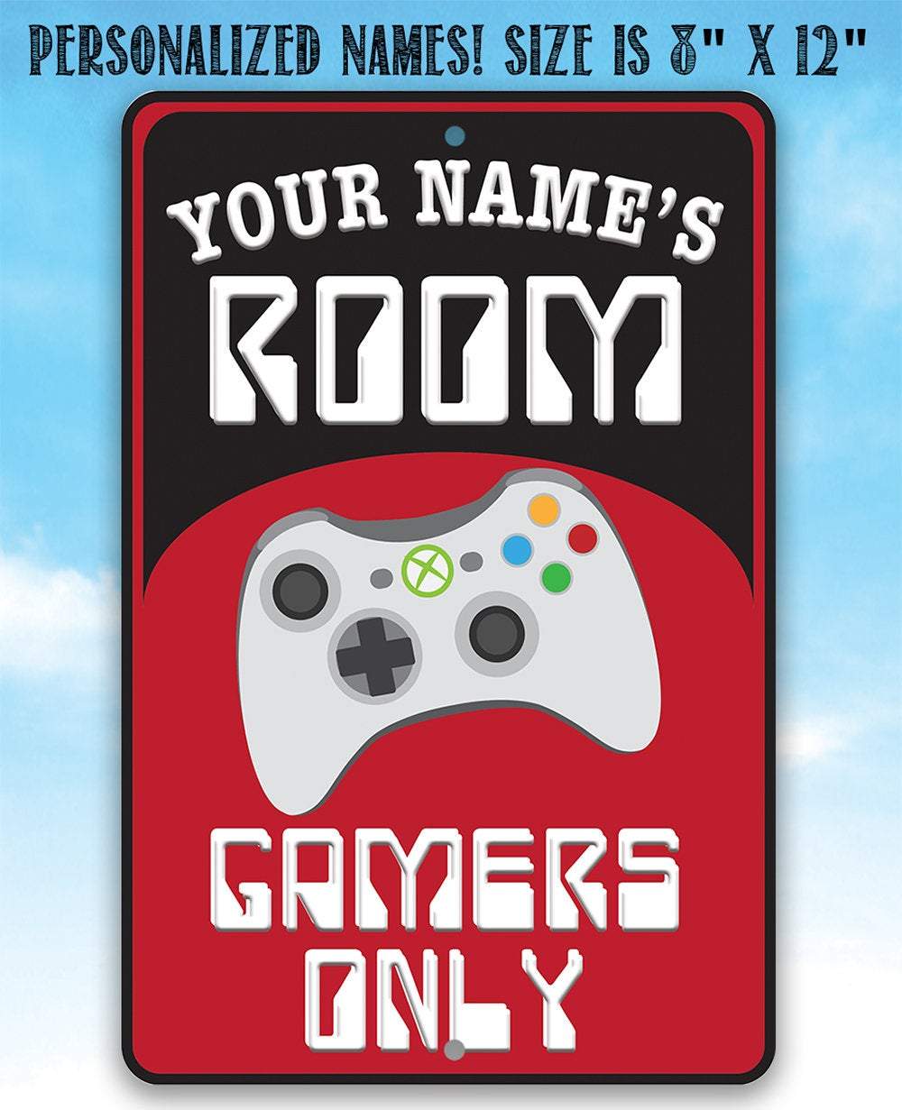 Personalized - Gamers Only - Red - Metal Sign | Lone Star Art.