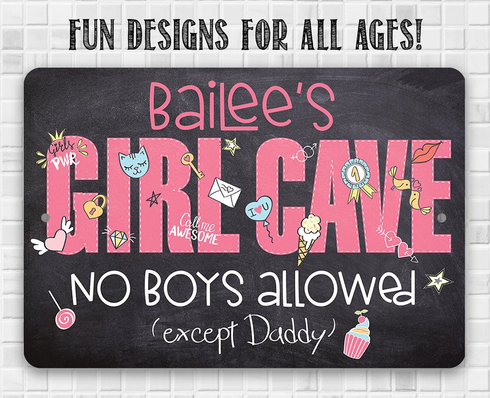 Personalized - Girl Cave - Metal Sign Metal Sign Lone Star Art