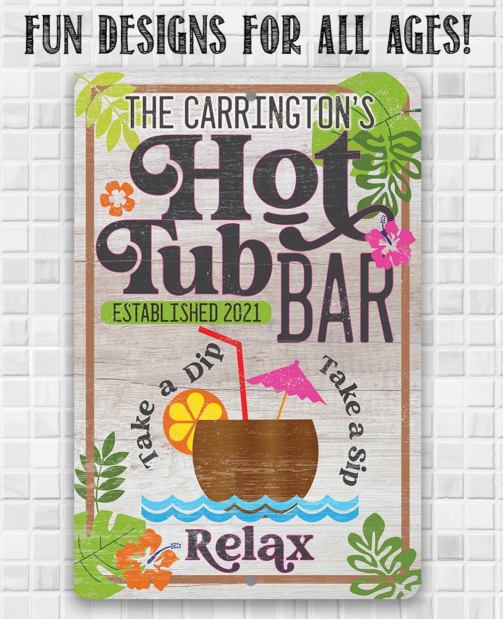 Personalized - Hot Tub Bar - Metal Sign | Lone Star Art.