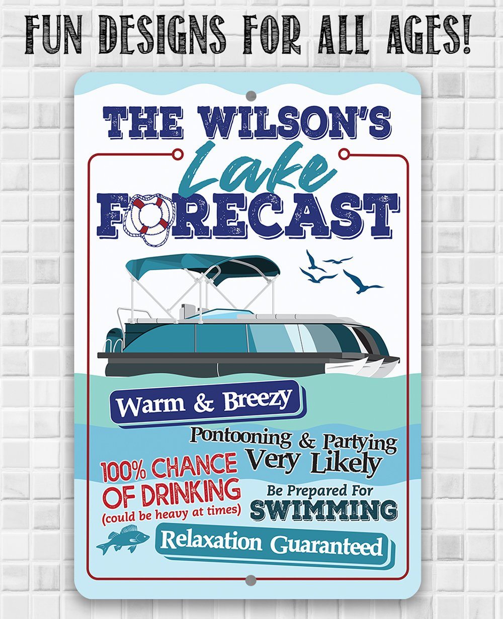 Personalized - Lake Forecast Pontoon - Metal Sign | Lone Star Art.