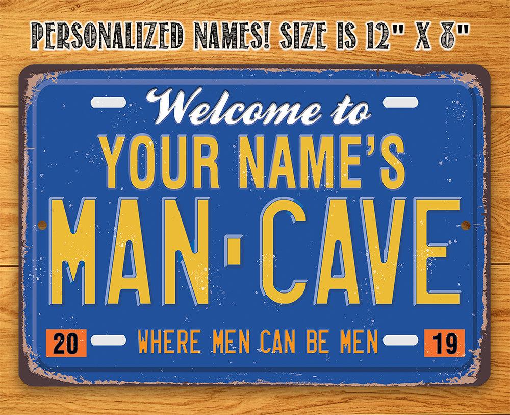 Personalized - Man Cave License Plate - Metal Sign | Lone Star Art.