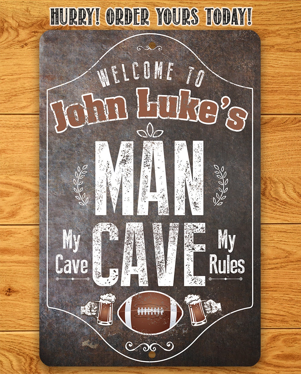 Personalized - Man Cave, My Cave, My Rules - Metal Sign Metal Sign Lone Star Art