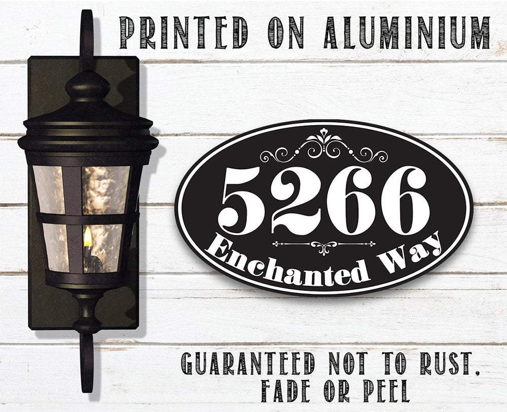 Personalized - Address Plaque - Oval - Metal Sign | Lone Star Art.