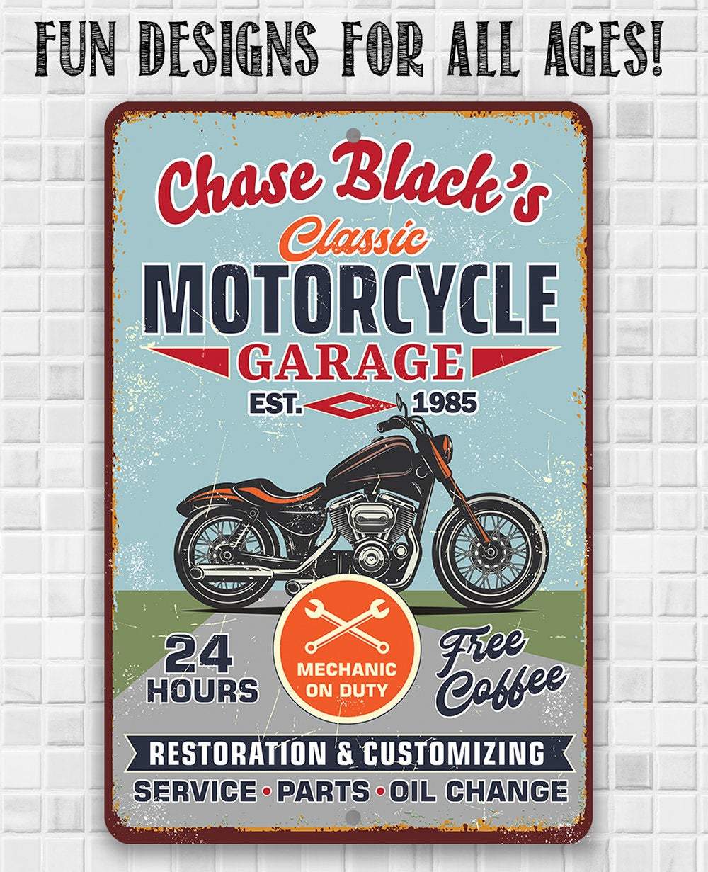 Personalized - Motorcycle Repair Garage - Metal Sign | Lone Star Art.